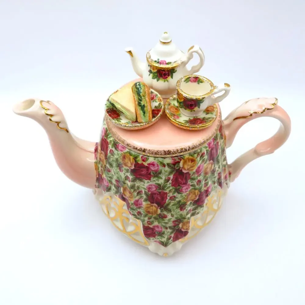 Royal Albert Old Country Roses Chintz Collection Mini Tea Table Teapot 1996
